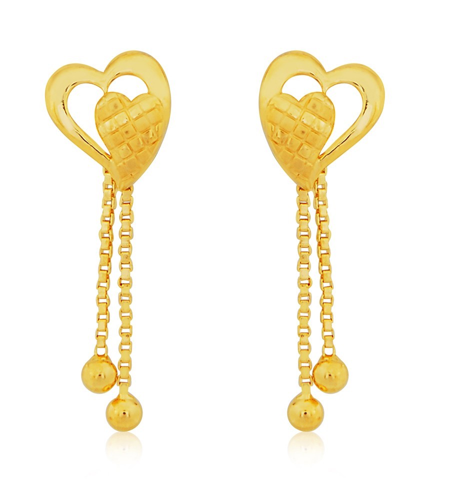 Binnate Heart Chain Drop Gold Earrings Jewelry Online Shopping Gold